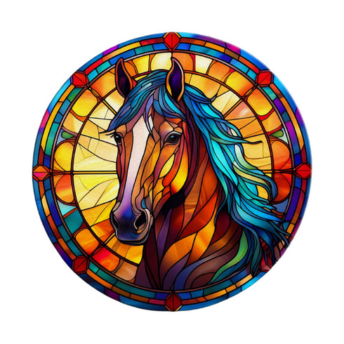 Horse Circular Glass Suncatcher Worktop Saver